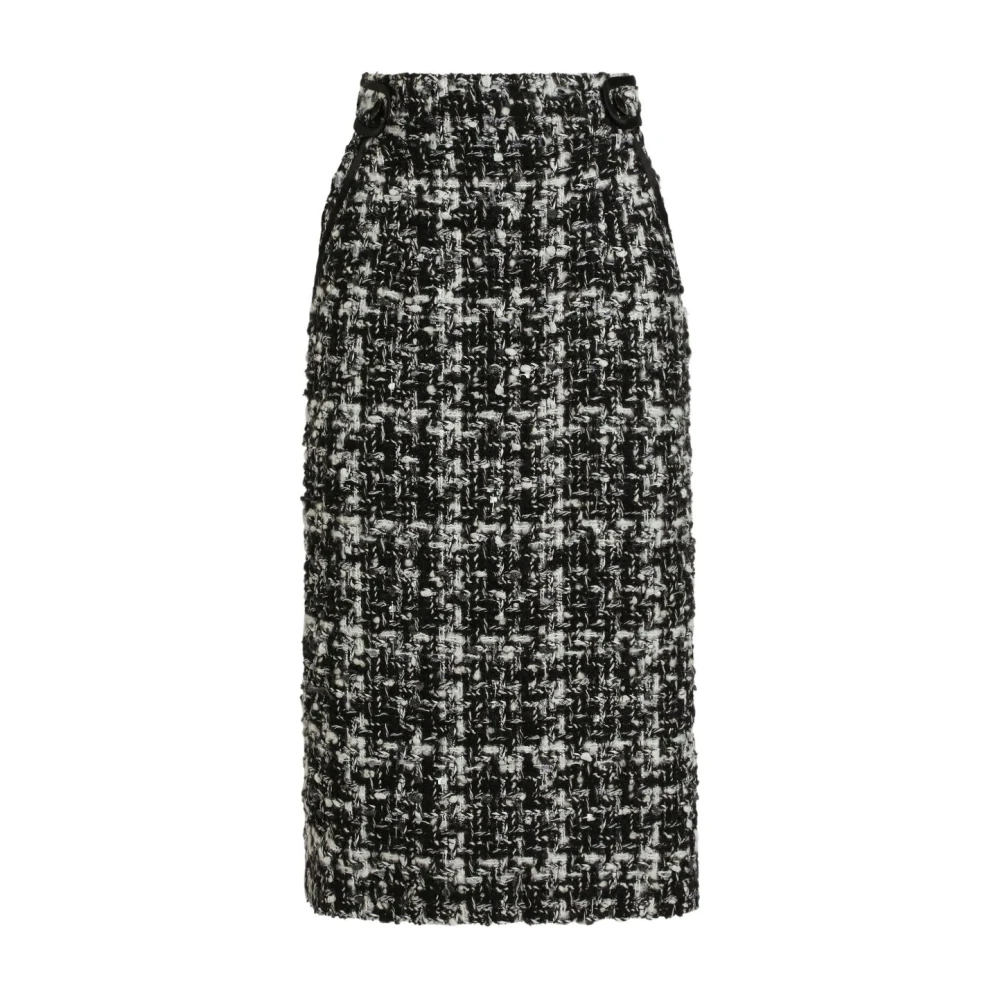 Dolce & Gabbana Midi Skirts, Female, L, Tweed Texture Grey Skirt Gray