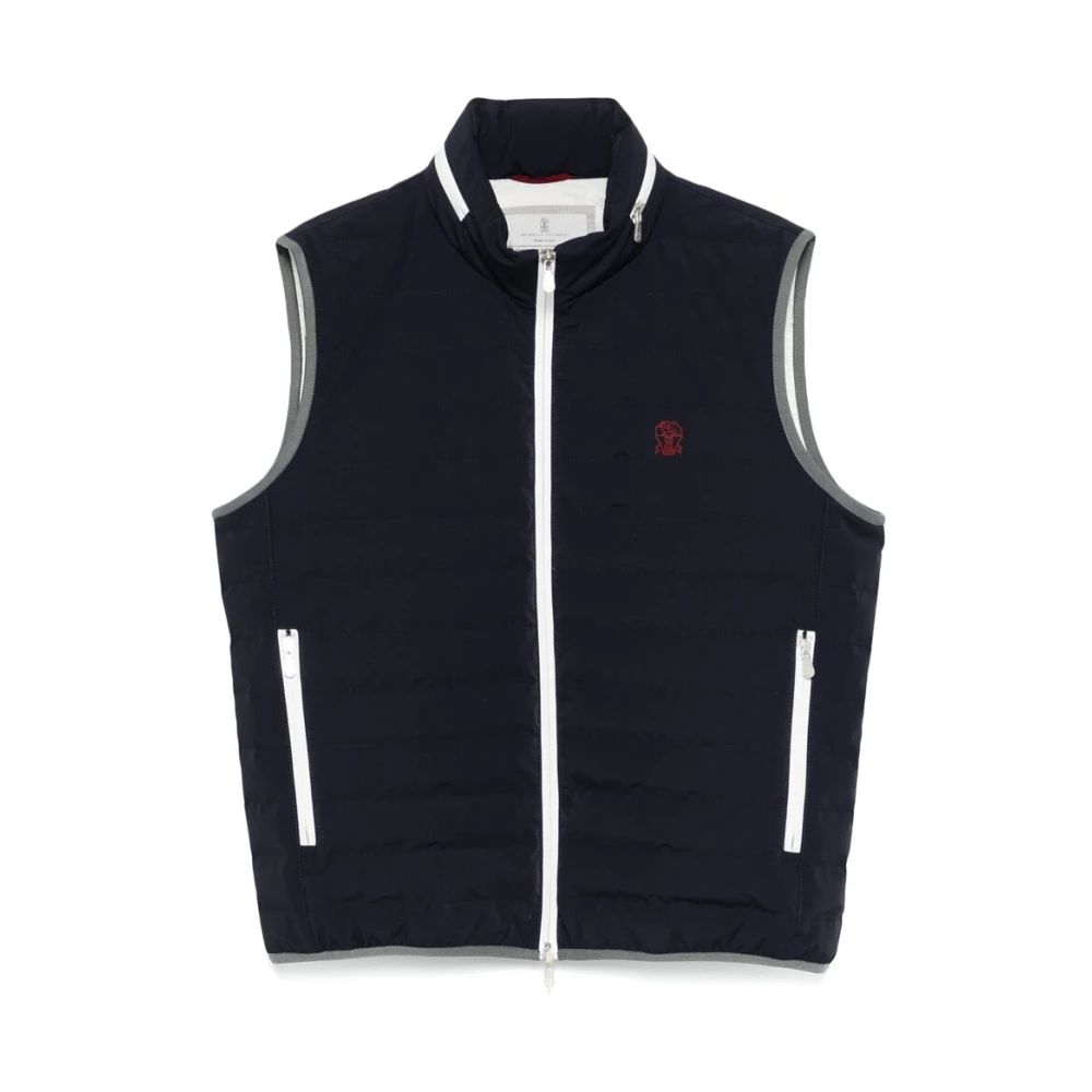 BRUNELLO CUCINELLI Navy Blauw Mouwloos Rits Vest Blue Heren