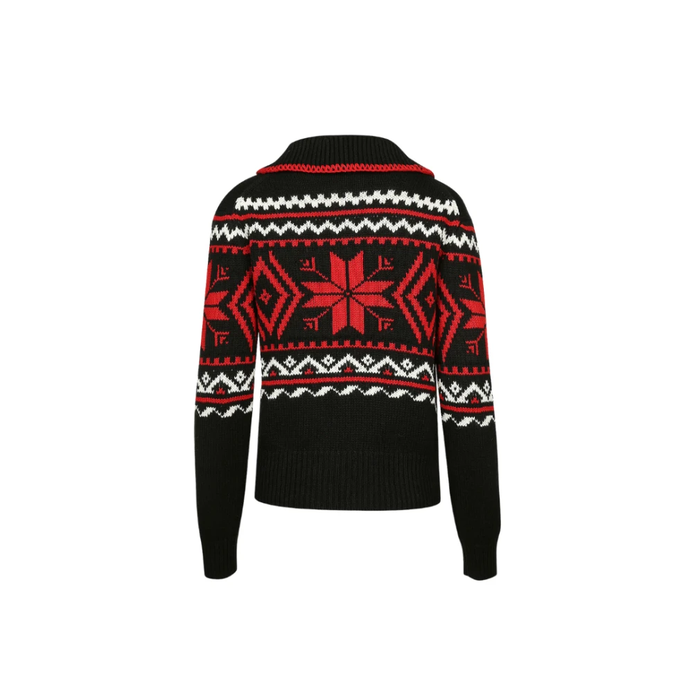 Polo Ralph Lauren Rode Sneeuwvlok Trekkoord Voorkant Trui Multicolor Dames