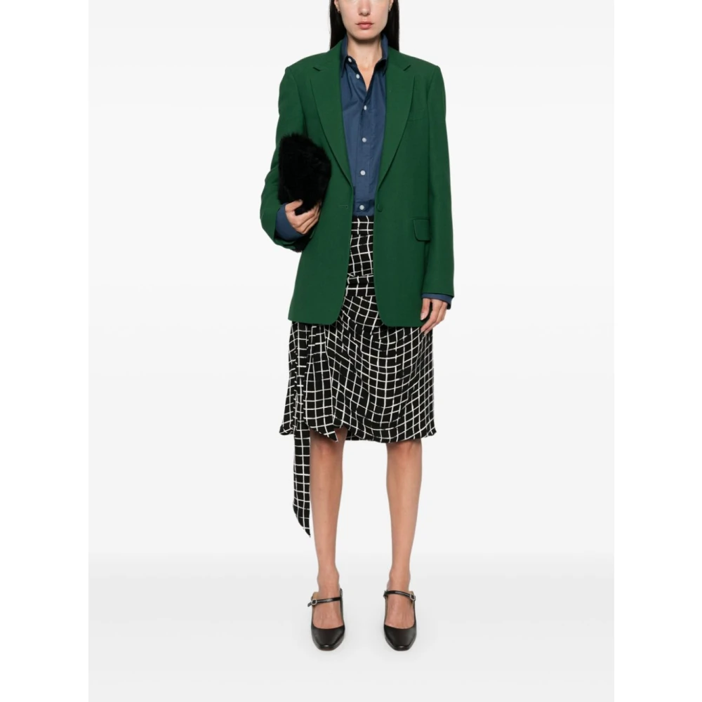 Dries Van Noten Wollen Single-Breasted Jas Green Dames
