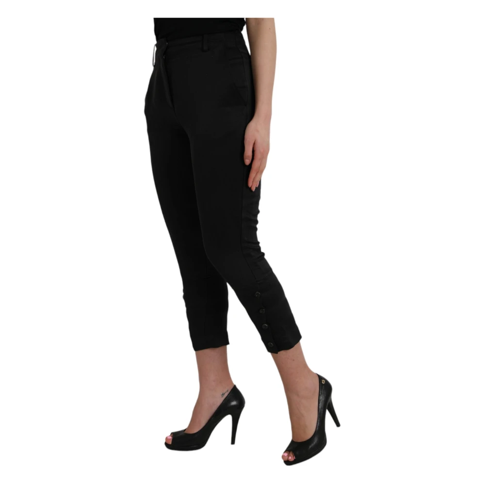 Ermanno Scervino Zwarte capribroek met hoge taille Black Dames