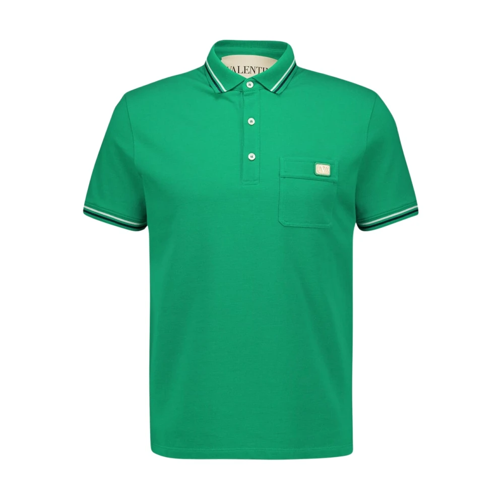 Valentino Garavani Green Vlogo Cotton Piqué Polo - Male - Polo Shirts - Xl - Tops