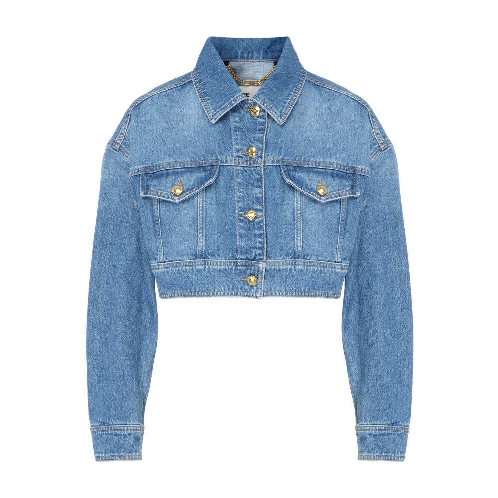 Elisabetta Franchi Stijlvolle Denim Jack Blue Dames