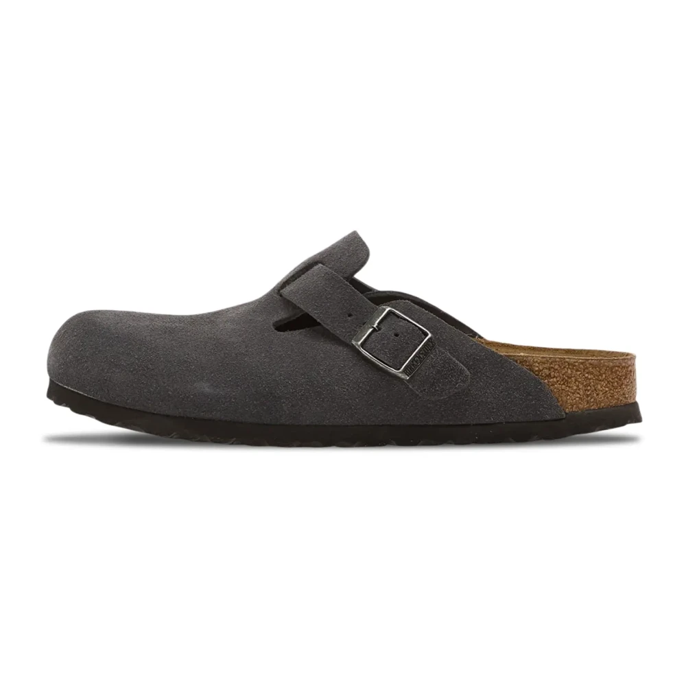 Birkenstock Men's Black Mules, 9 Uk, Boston Suede Leather Charcoal