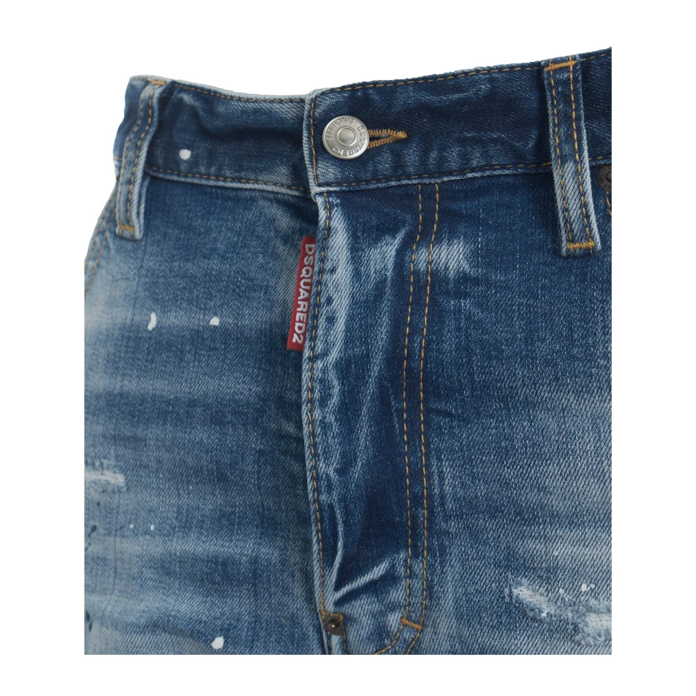 Dsquared2 Blauwe Ripped Jeans Trendy Distressed Design Blue Heren