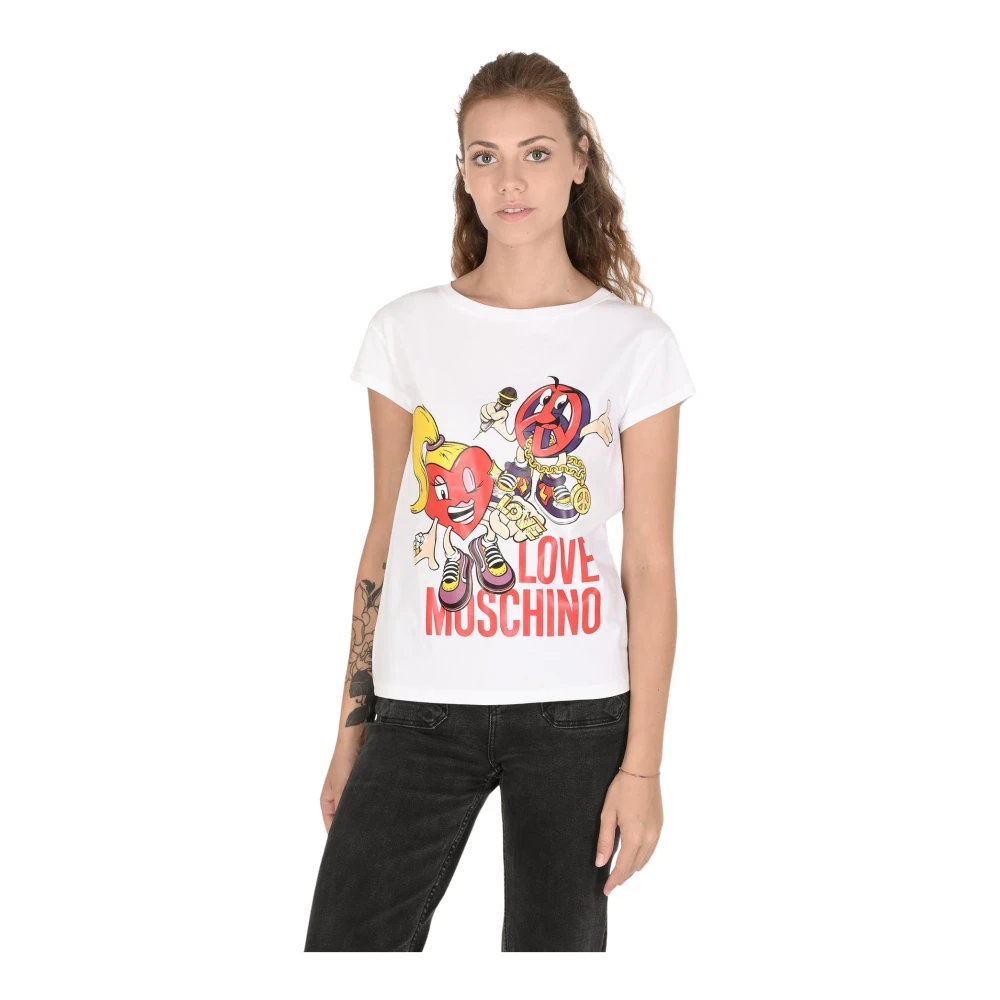 Love Moschino Witte Katoen Spandex T-Shirt White Dames