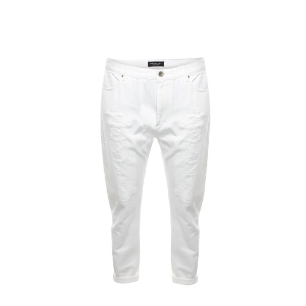 Twinset Witte gescheurde rechte broek White Dames