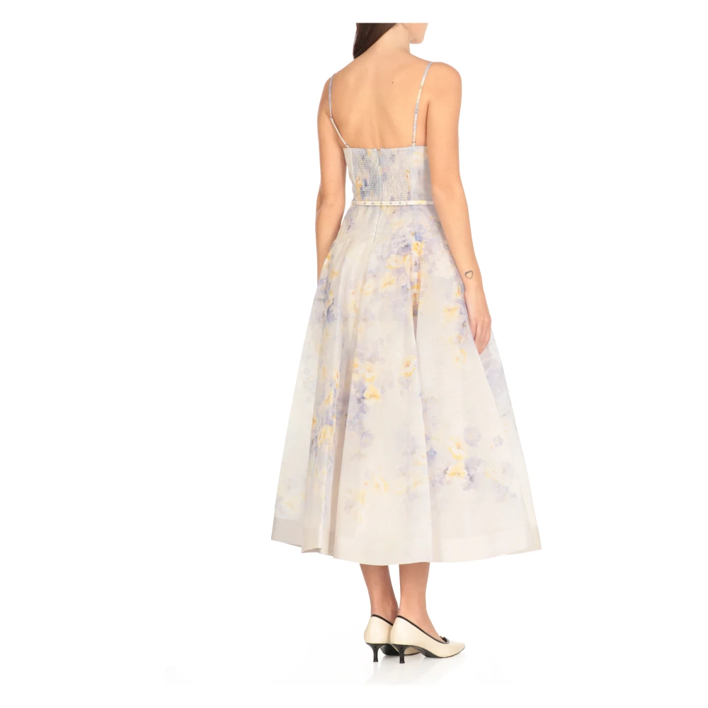 Zimmermann Lila Linnen Zijden Bloemenjurk Purple Dames