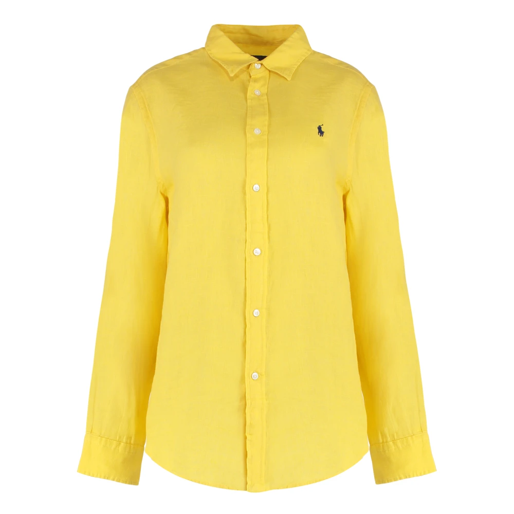 Polo Ralph Lauren Women's Yellow Shirts, Xl, Linen Shirt