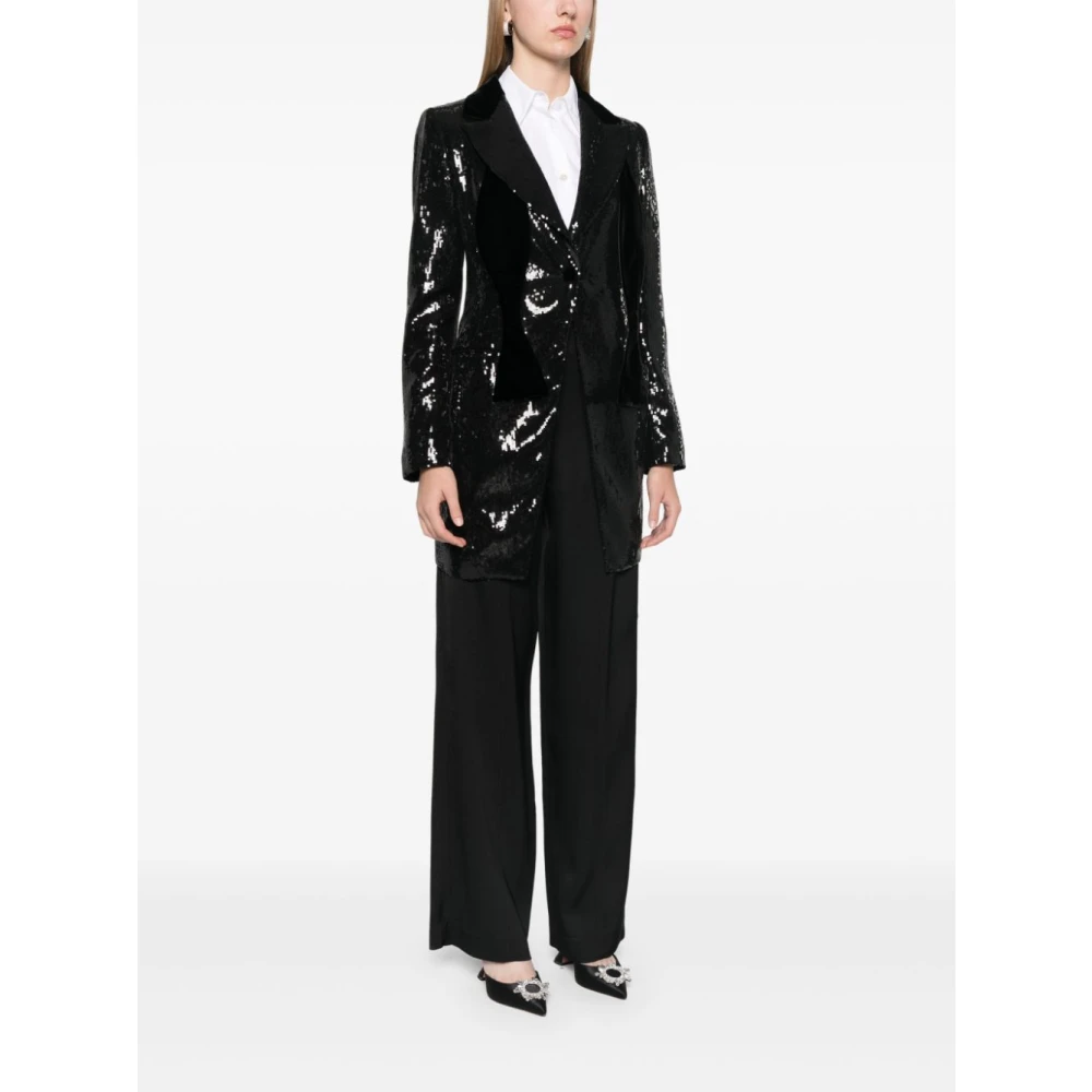 Emporio Armani Zwart Paillet Fluweel Jas Black Dames