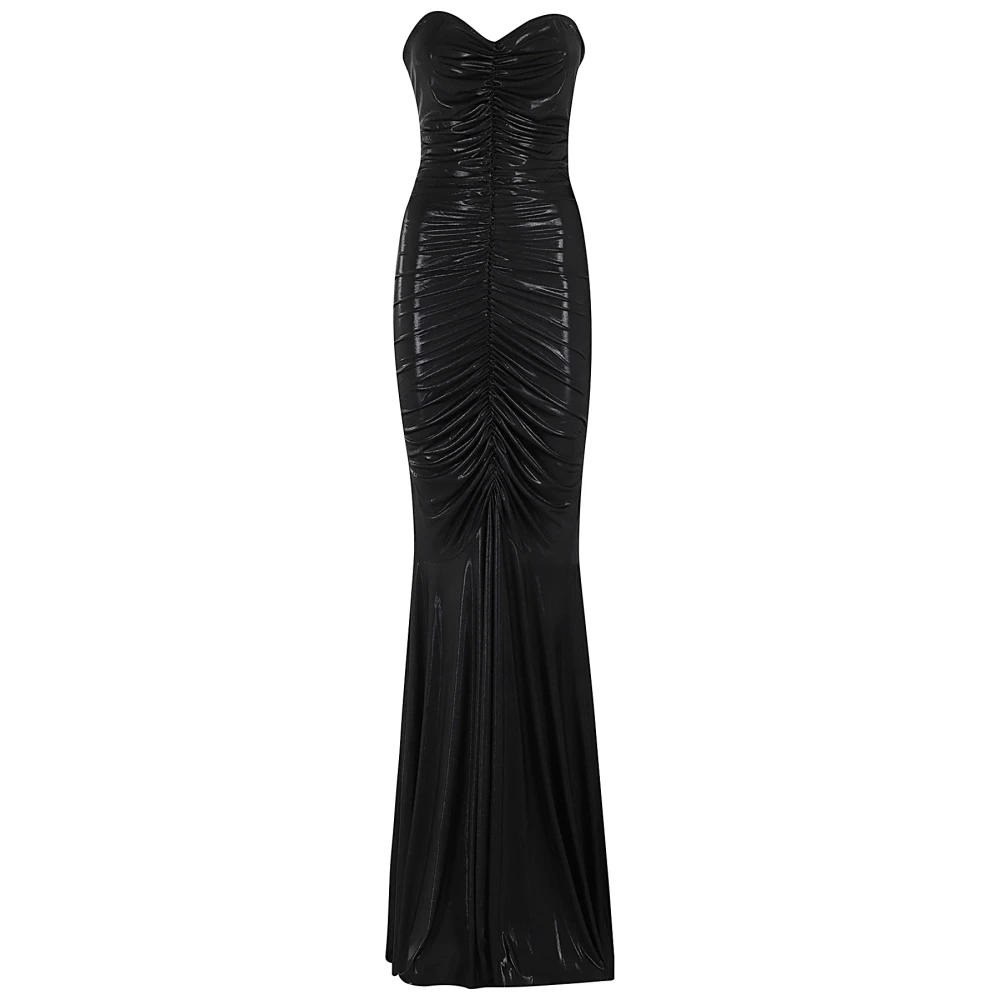Norma Kamali Elegante Fishtail Jurk met Gerimpelde Voorkant Black Dames