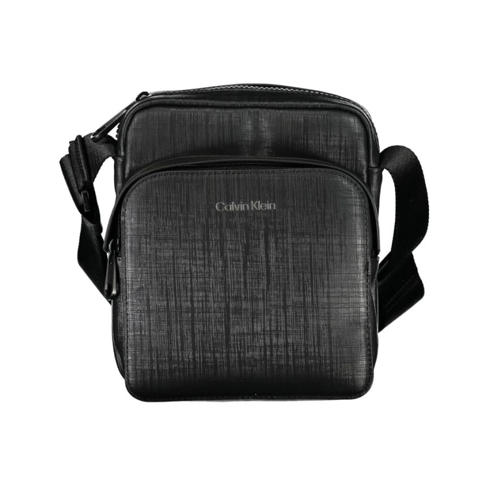 Calvin Klein Elegante zwarte schoudertas met contrasterende details Black Heren