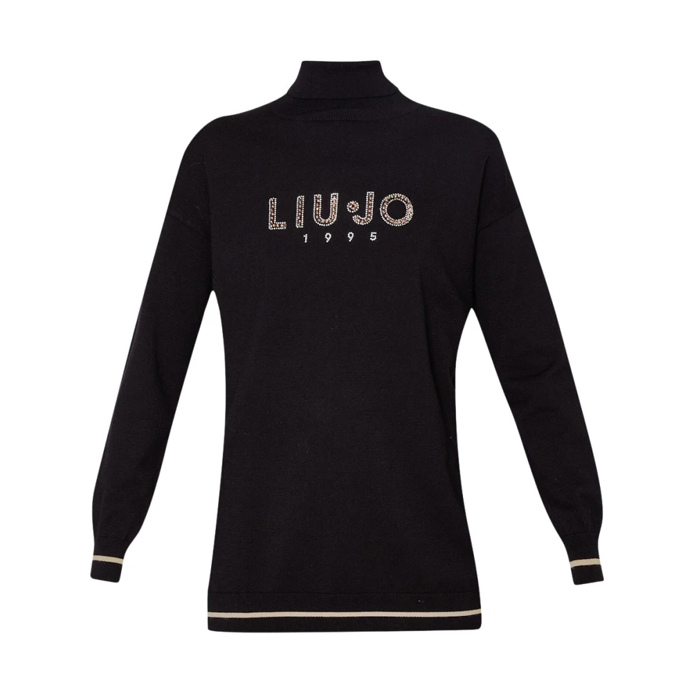 Liu Jo Stijlvol Logo en Strass Sweater Black Dames