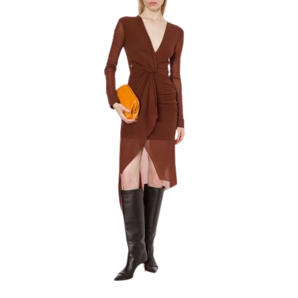 Philosophy di Lorenzo Serafini Bruine Tule Midi Jurk Brown Dames