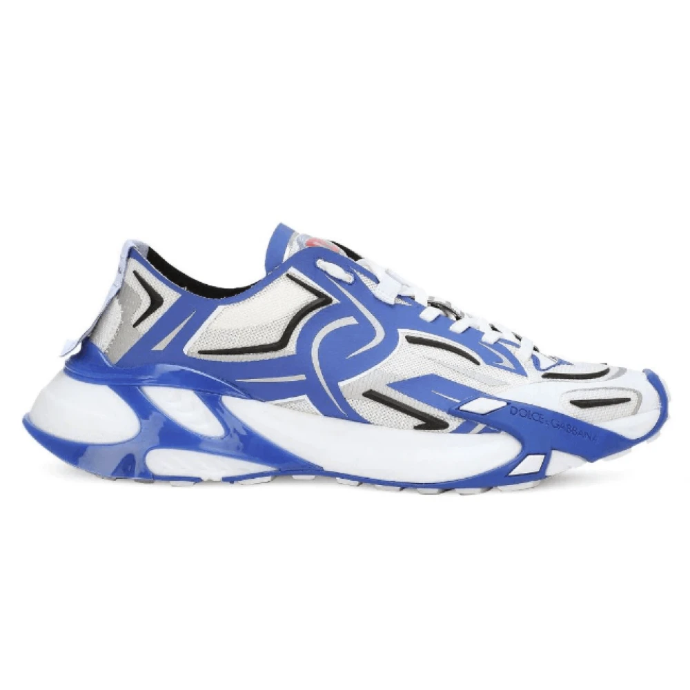Dolce & Gabbana Men's Blue Sneakers, 6 Uk, And White Panelled Trainers