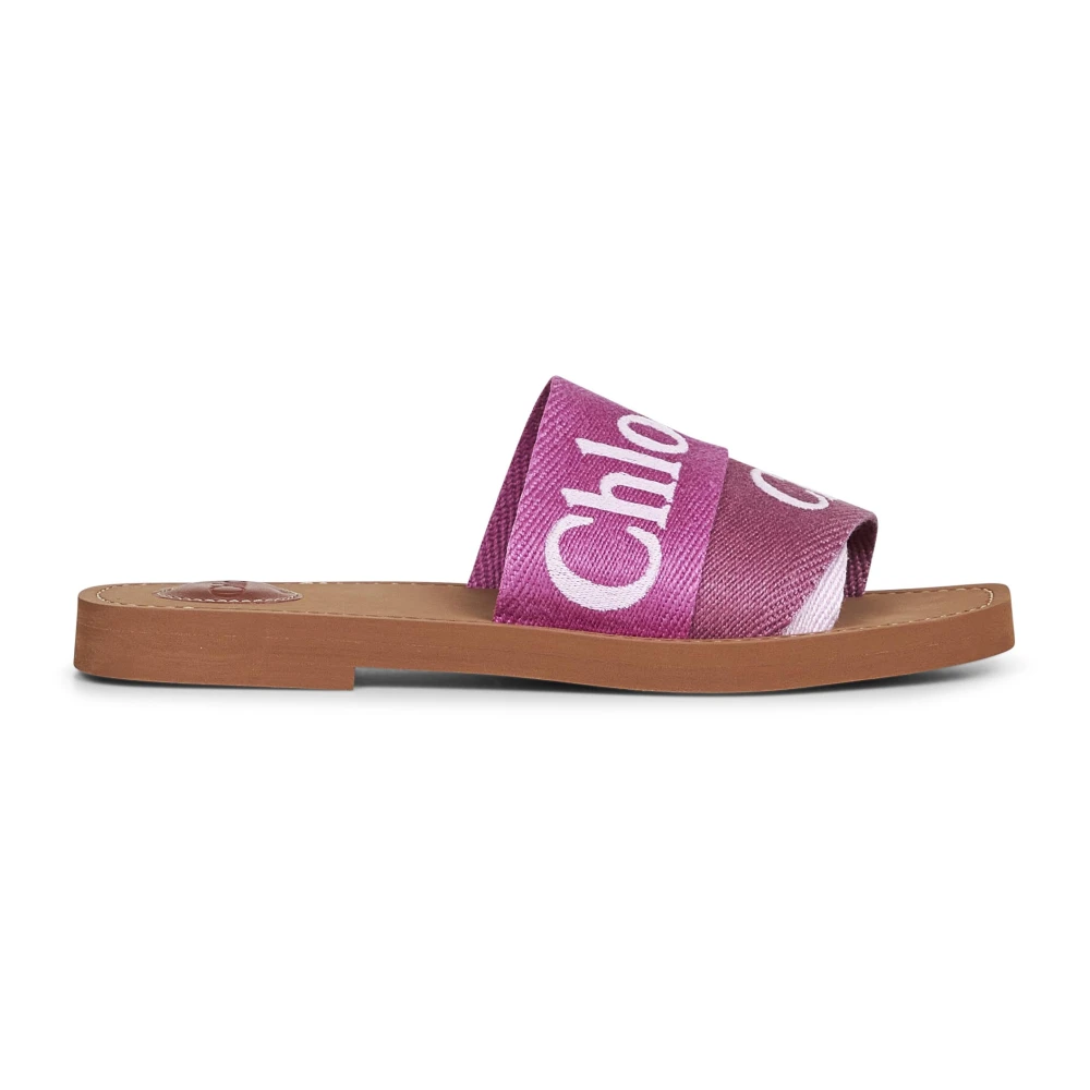 Chloé Women's Multicolor Sliders, 8 Uk, Logo-Embroidered Slip-On Sandals