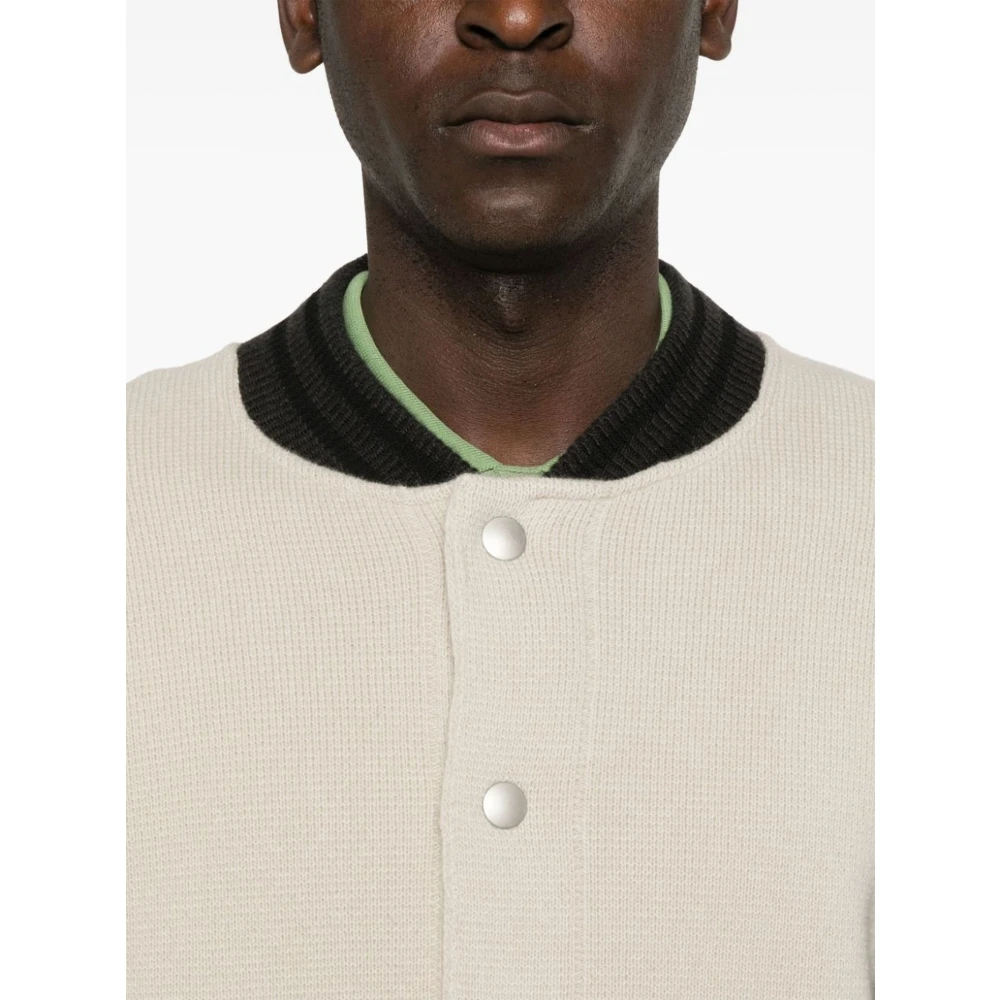 Roberto Collina Gebreide Merinowol Beige Bomberjas Beige Heren