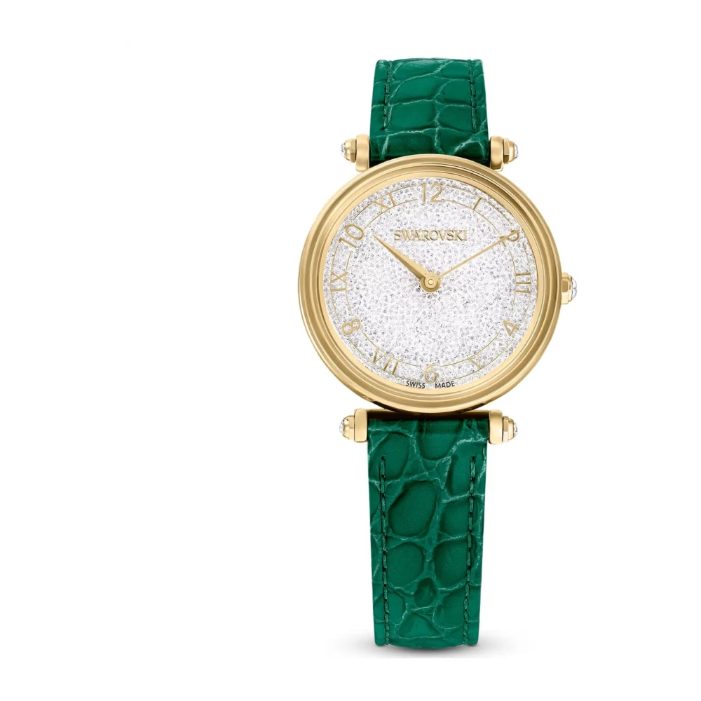 Swarovski Women's White/Green/Gold Crystalline Wonder Swiss Made Leather Strap -Tone - Crystal - Image 2
