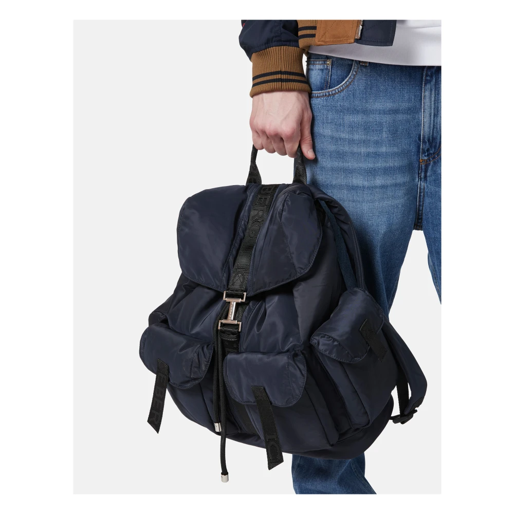 Iceberg Blauwe zachte nylon rugzak met gepersonaliseerde details en logogesp Blue Heren