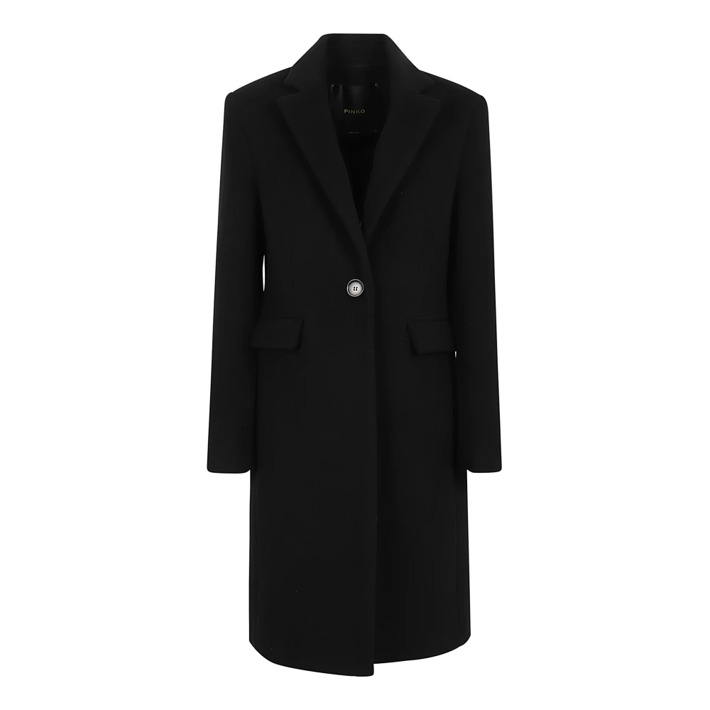 pinko Zwarte Wollen Jas Elegante Stijl Black Dames
