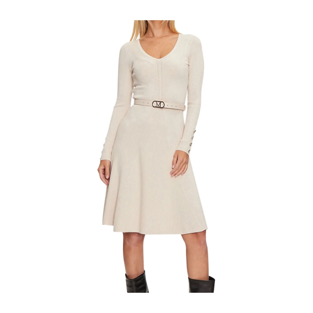 Guess Geribbeld Luna Mini Jurk Beige Dames