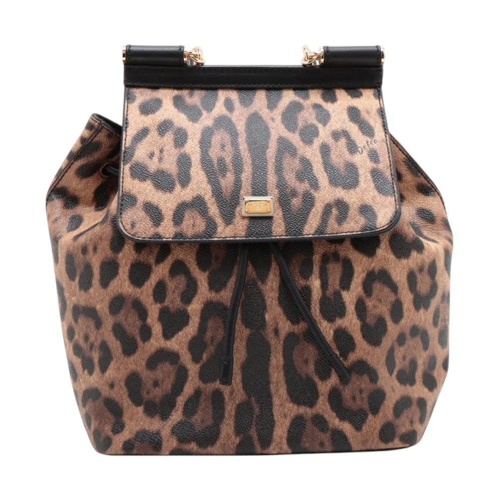 Dolce & Gabbana Pre-Owned Women's Brown Pre-Owned Drawstring Backpack