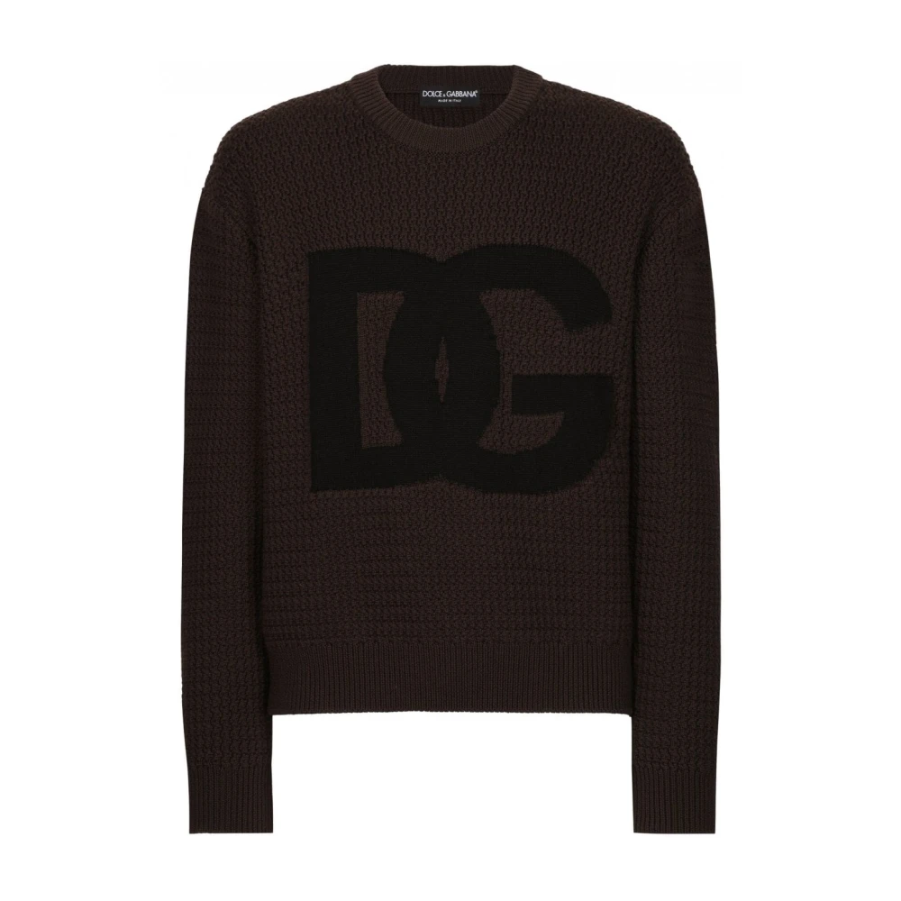 Dolce & Gabbana Men's Brown Macro Dg Logo Sweater