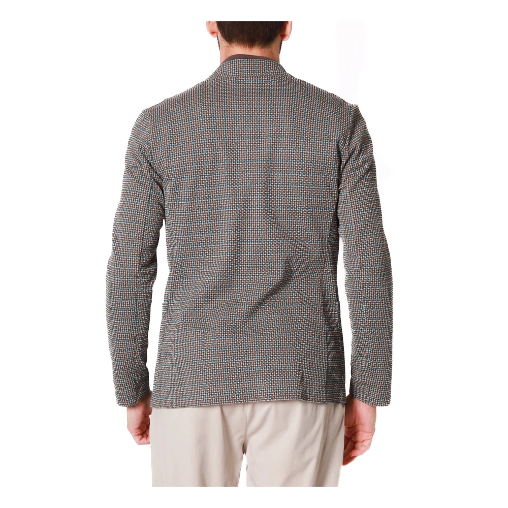 BOB Bruine Jersey Micro Patroon Blazer Jas Multicolor Heren