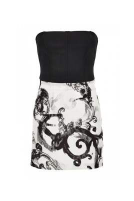 black-and-white-baroque-short-dress