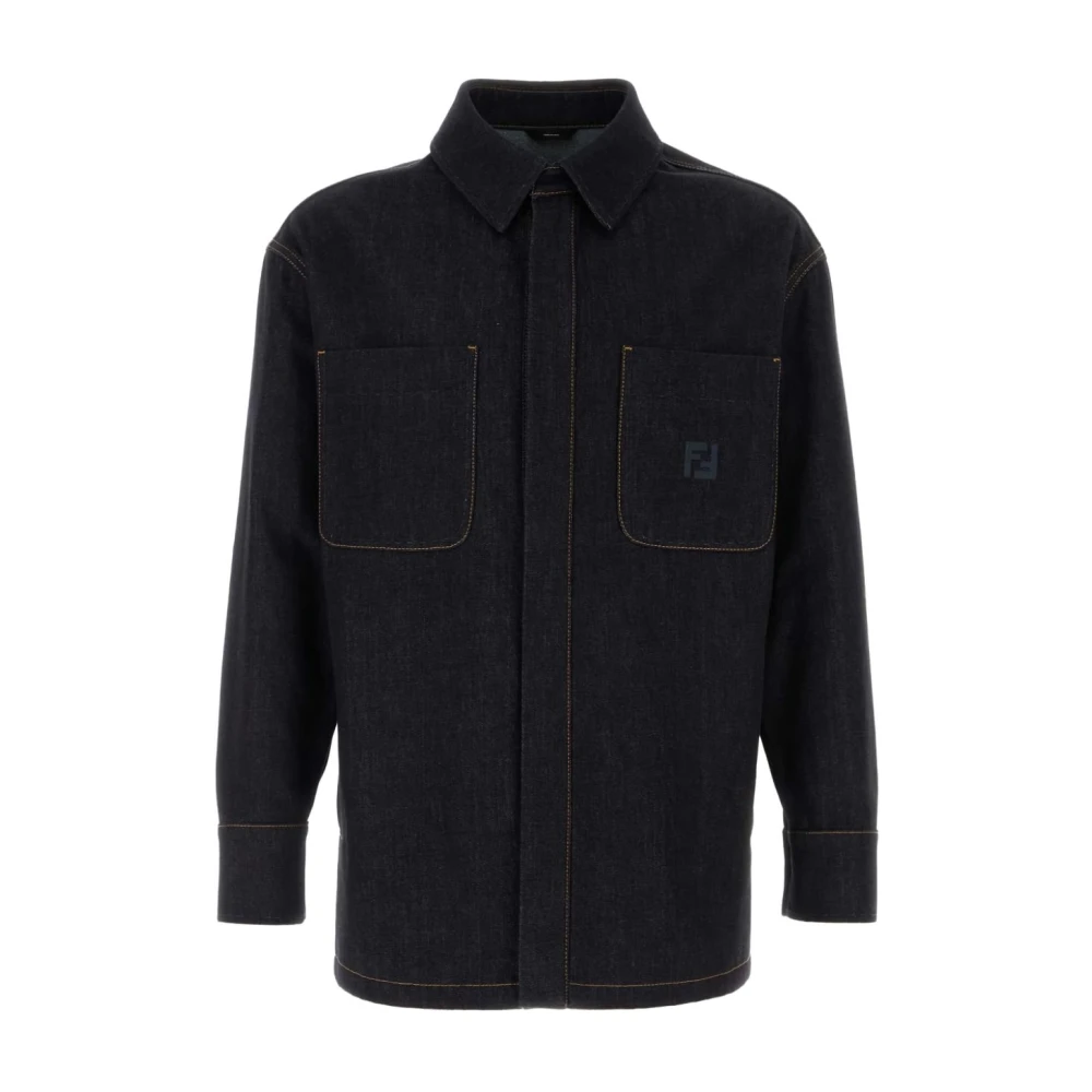 Fendi Men's Brown Jackets With Blue Accents - Light Jackets - L - Jackets