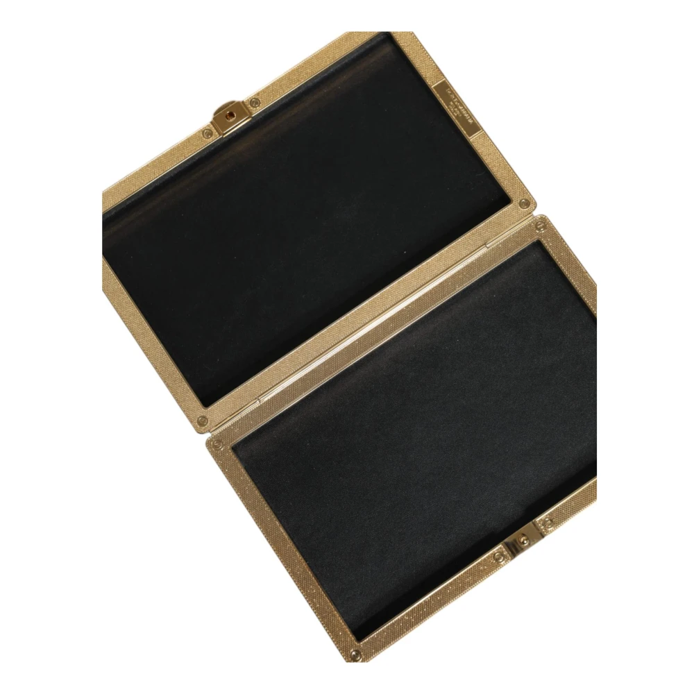 Dolce & Gabbana Studded Gouden Frame Zwarte Leren Clutch Black Dames