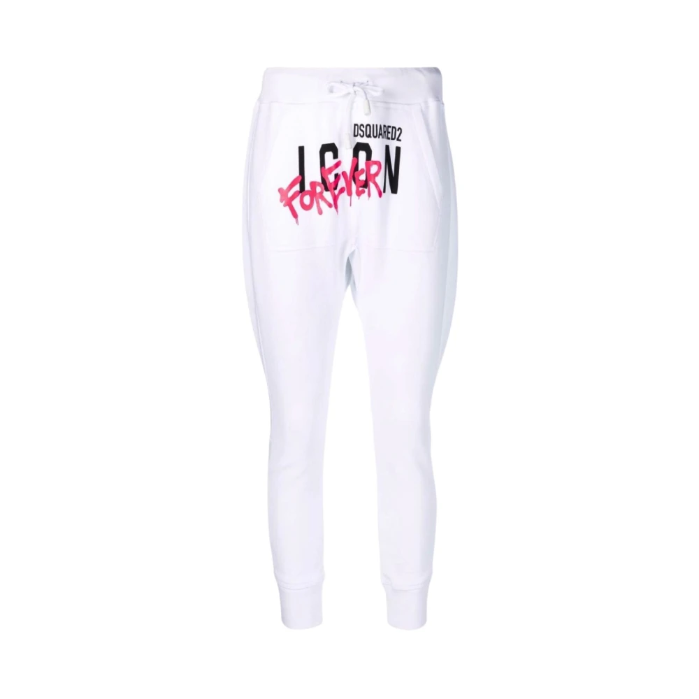 Dsquared2 Women's White Comfortable And Stylish Sweatpants With Iconic Logo