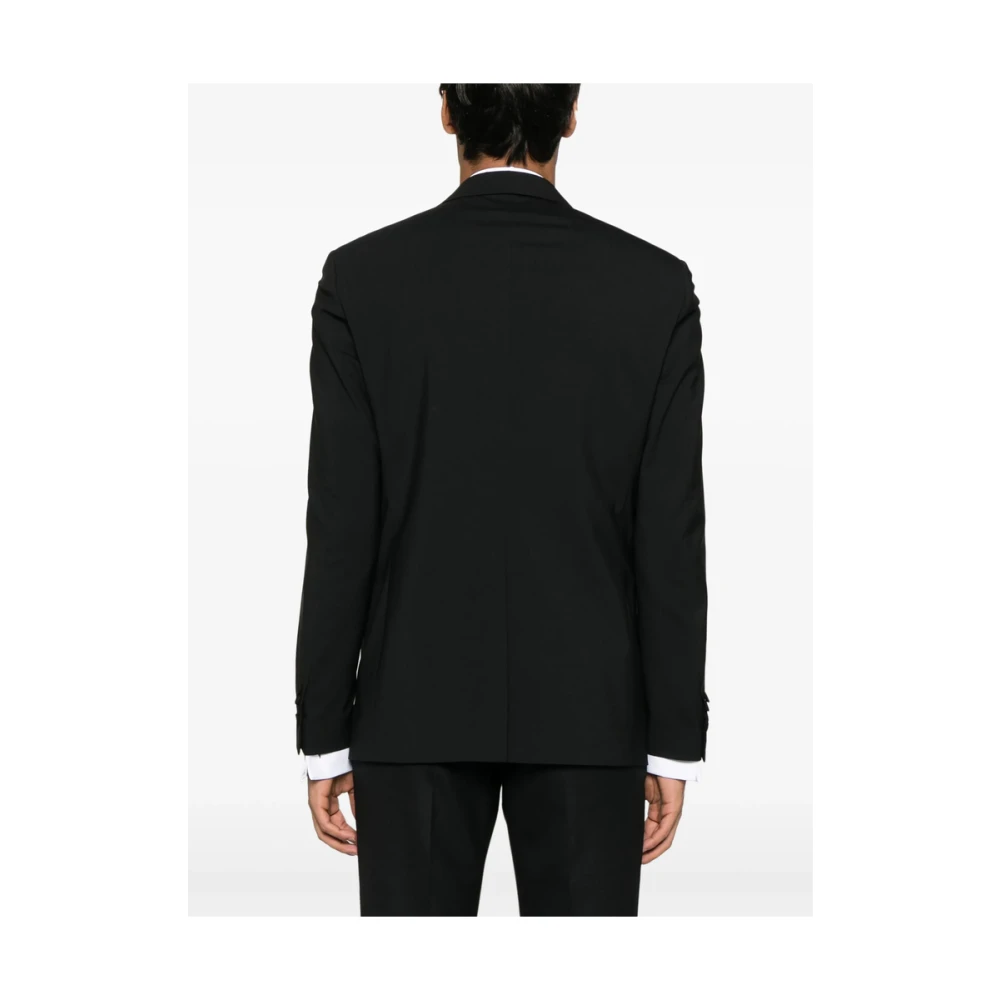 Lardini Zwarte jas met borstzak Black Heren
