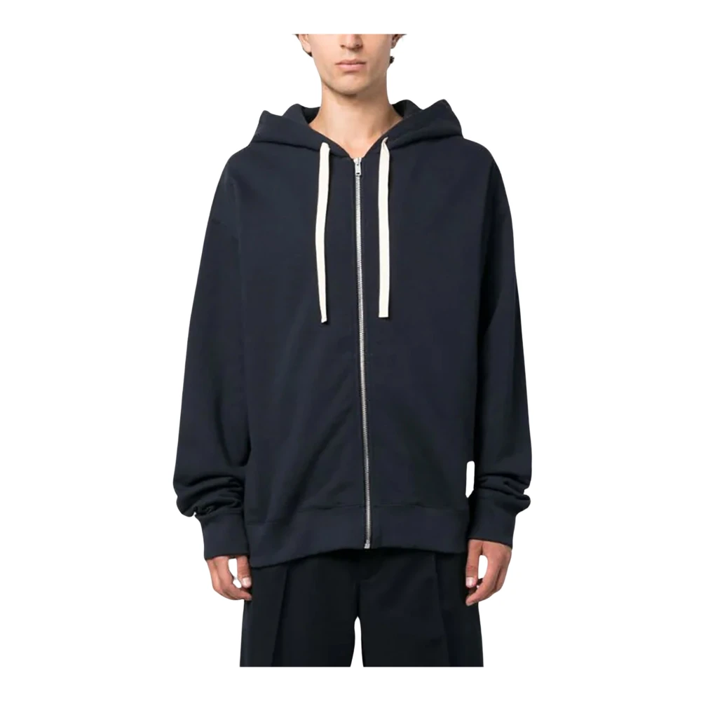 Jil Sander Dragkedja Hoodie Blue, Herr