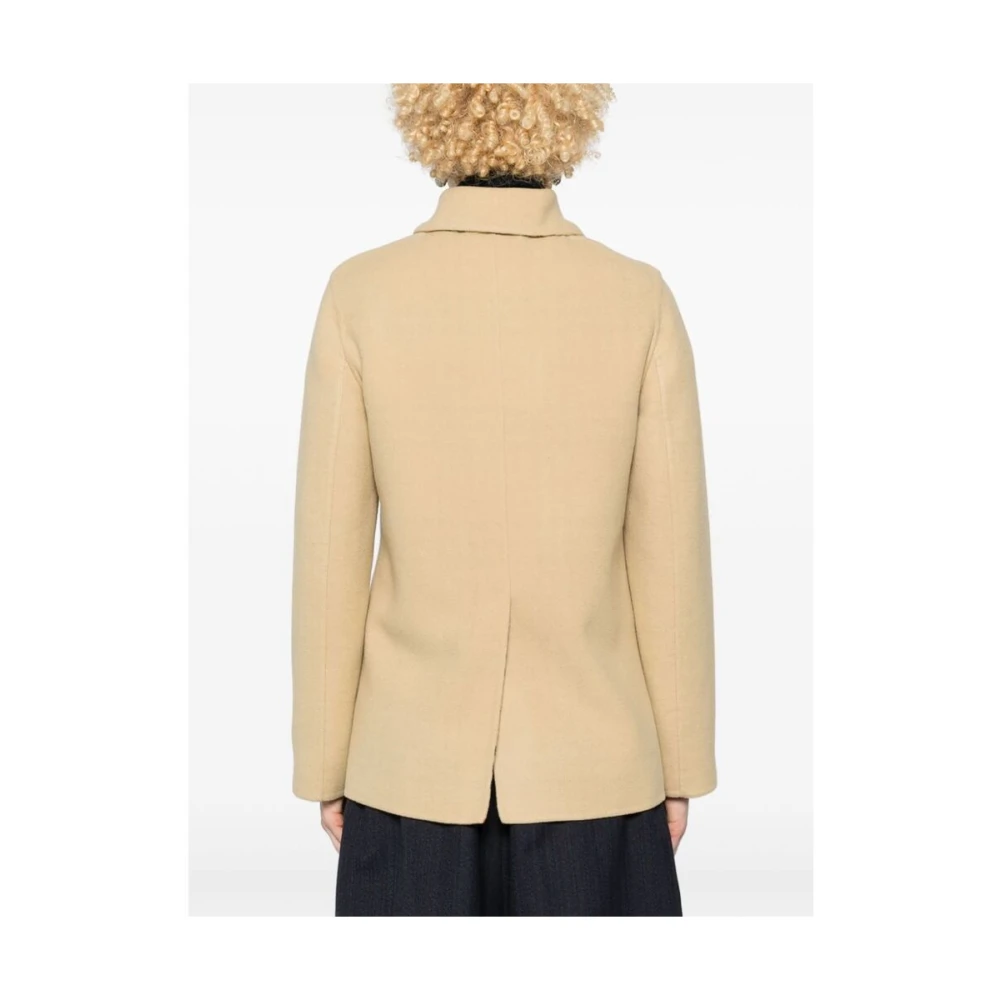 Burberry Beige Wollen Jas Vintage Check Voering Beige Dames