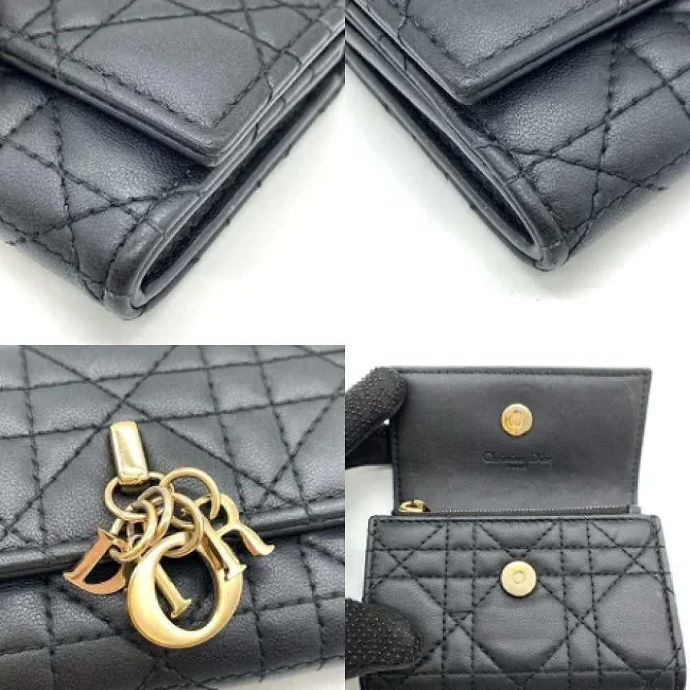 Dior Vintage Pre-owned Leather wallets Black Dames