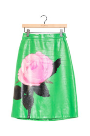 Pre-owned Green Leather Skirt with Rose