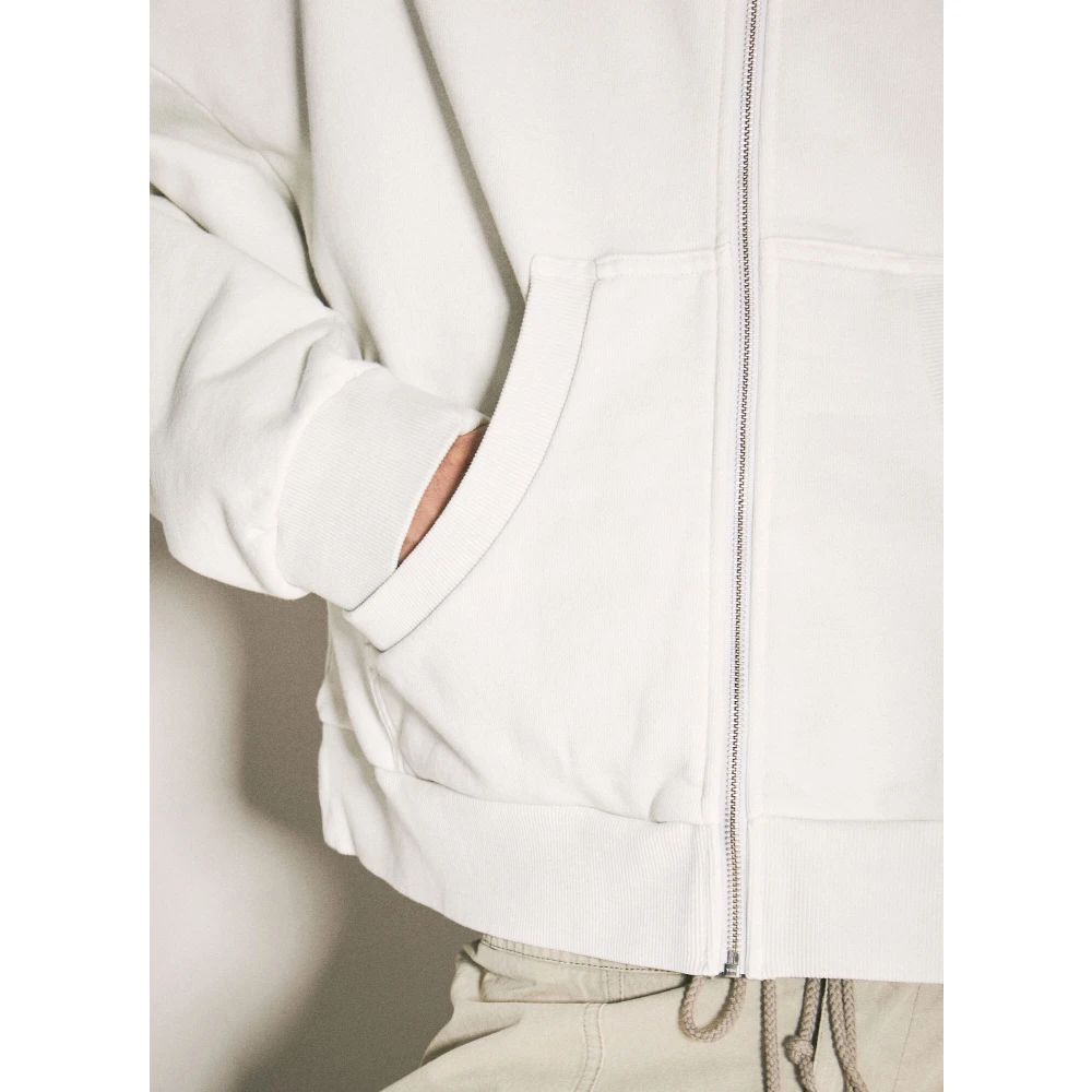 Entire Studios Zip Hooded Sweatshirt Cotton Fleece White Heren