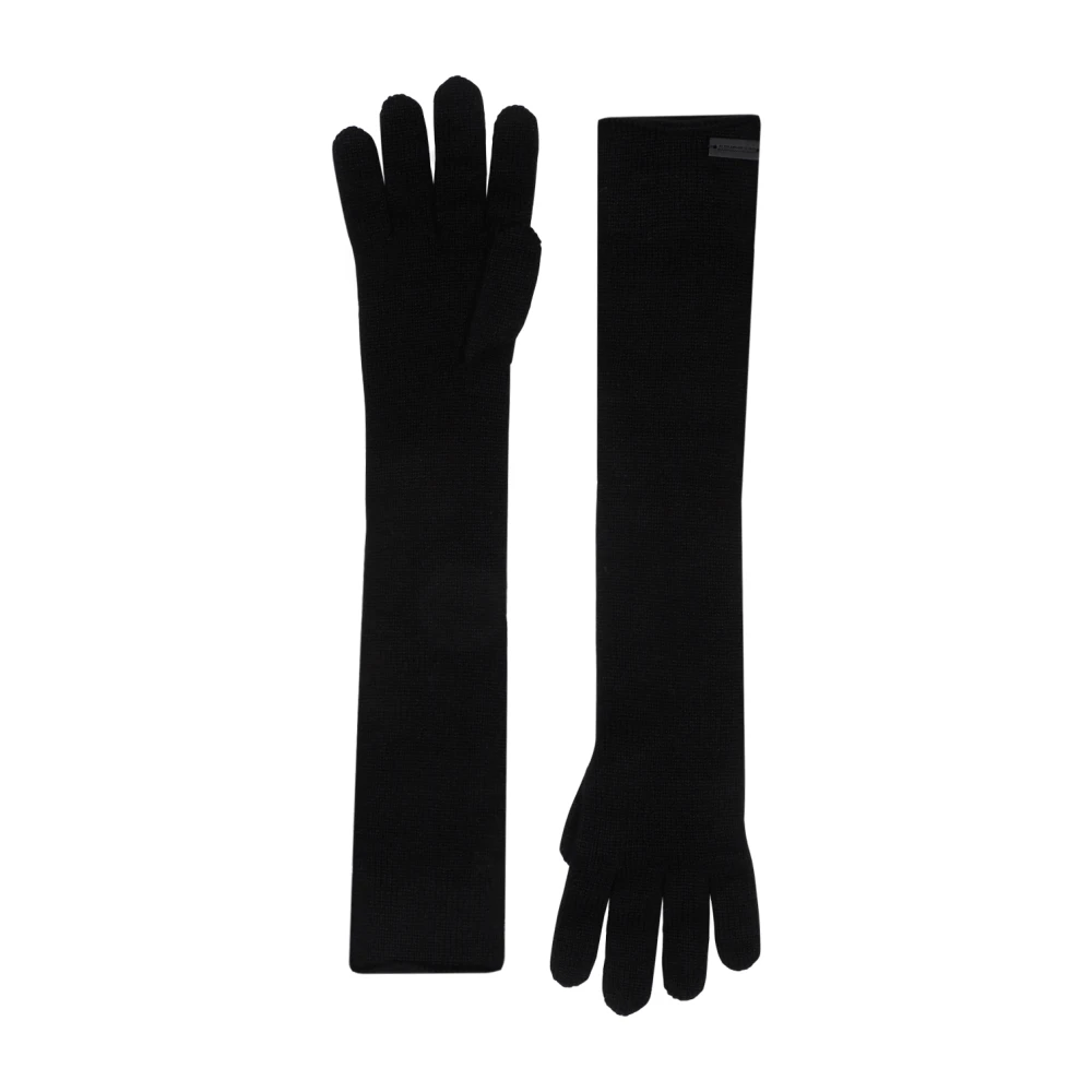 Saint Laurent Zwarte Kasjmier Gebreide Handschoenen Black Dames