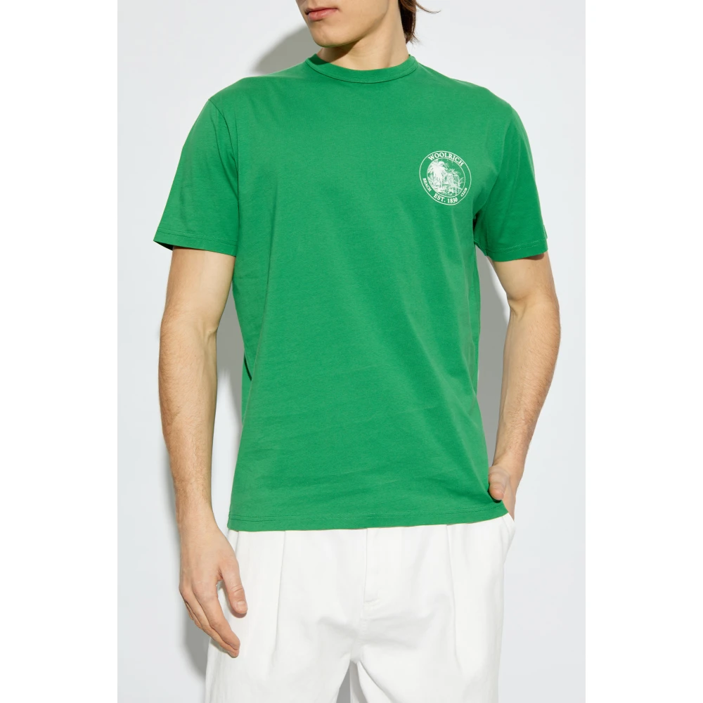 Woolrich T-shirt met print Green Heren