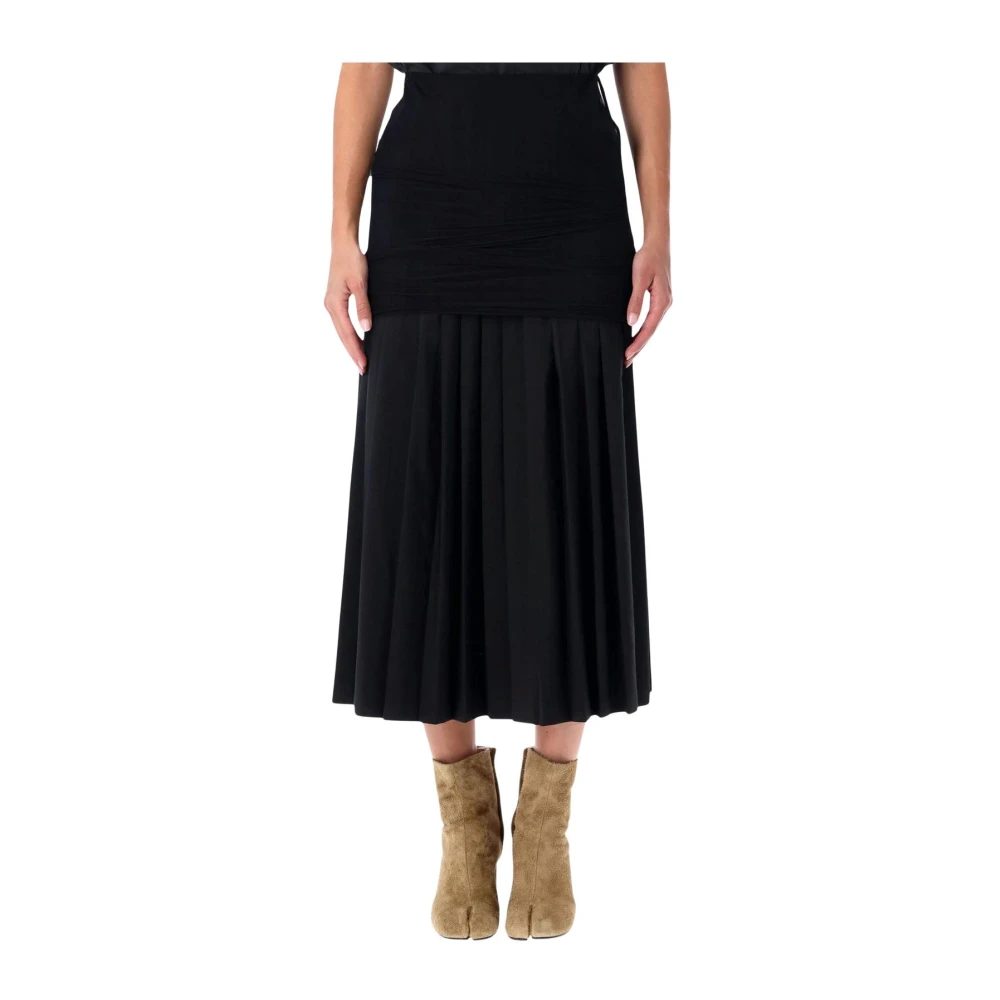 Mm6 Maison Margiela Donna Nero Gonna Plissettata