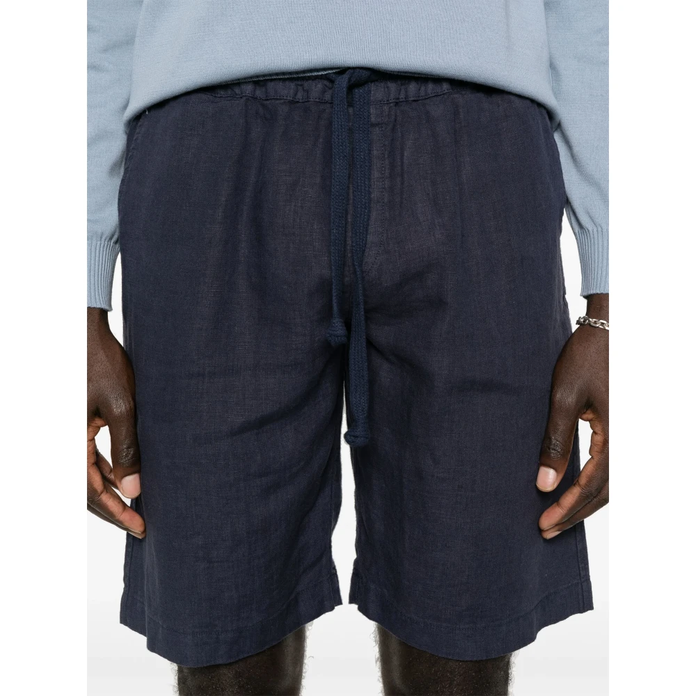 Fedeli Linnen Elastische Trekkoord Shorts Blue Heren
