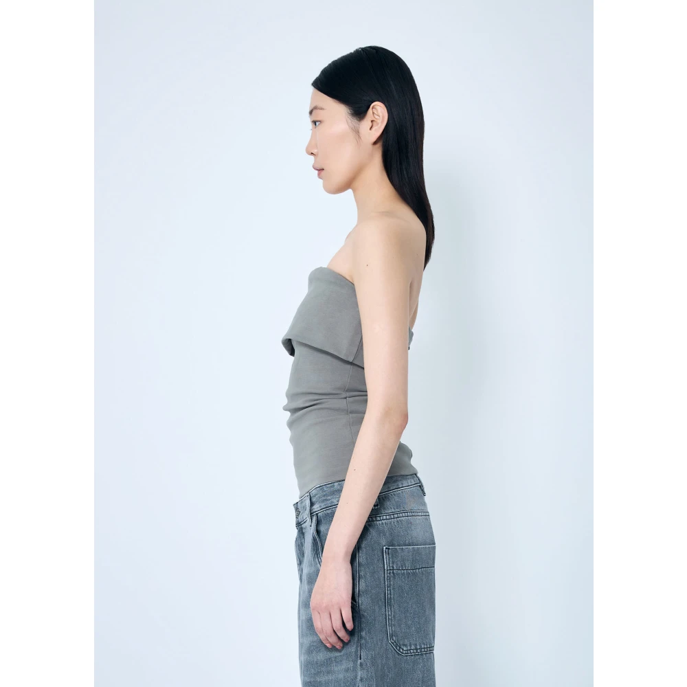 Entire Studios Stretch Bandeau Top met Rits Sluiting Gray Dames