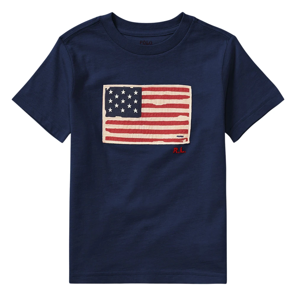 Ralph Lauren Men's Blue Flag Cotton Jersey Tee