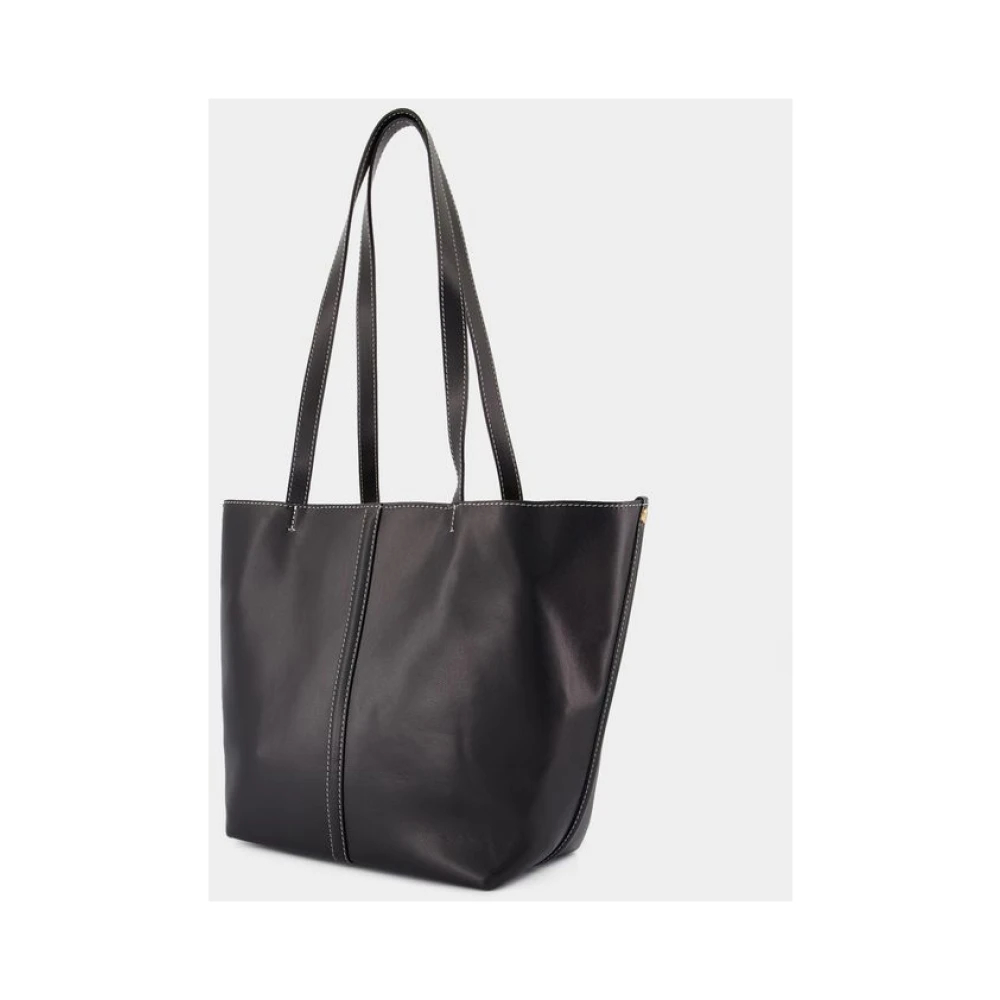 Vanessa Bruno Zwarte Leren Shopper Tas Black Dames