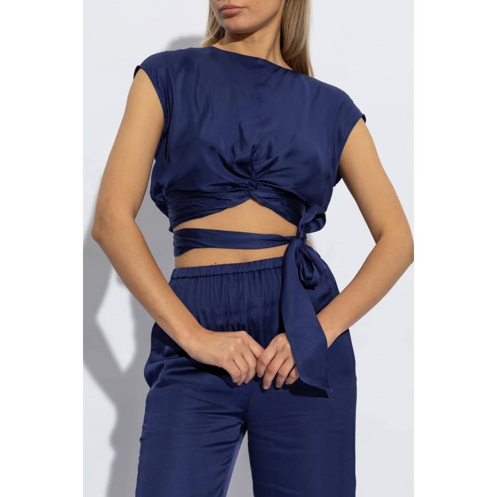 Diane Von Furstenberg Satin top Persephone Blue Dames