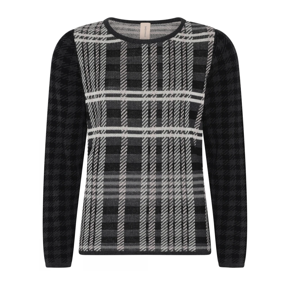 Skovhuus Geruite Pullover Blouse Grijs Roze Black Dames