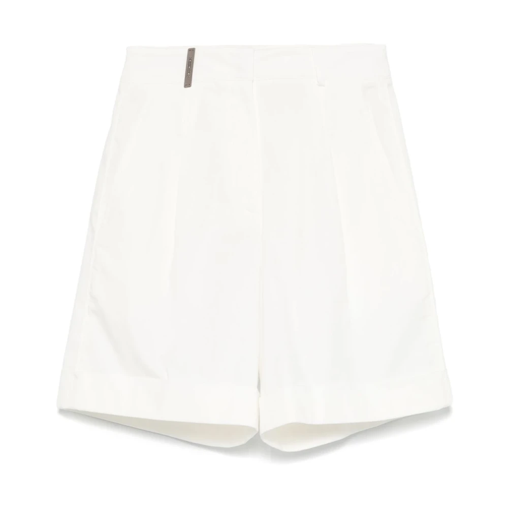 PESERICO Witte Bermuda Shorts met Plooien White Dames