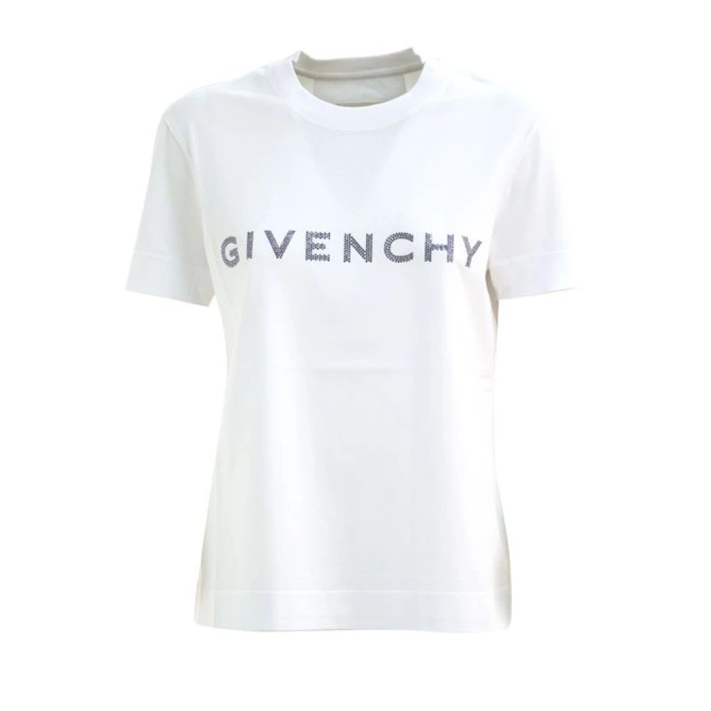 Givenchy Rhinestone Logo T-shirts en Polos White Dames