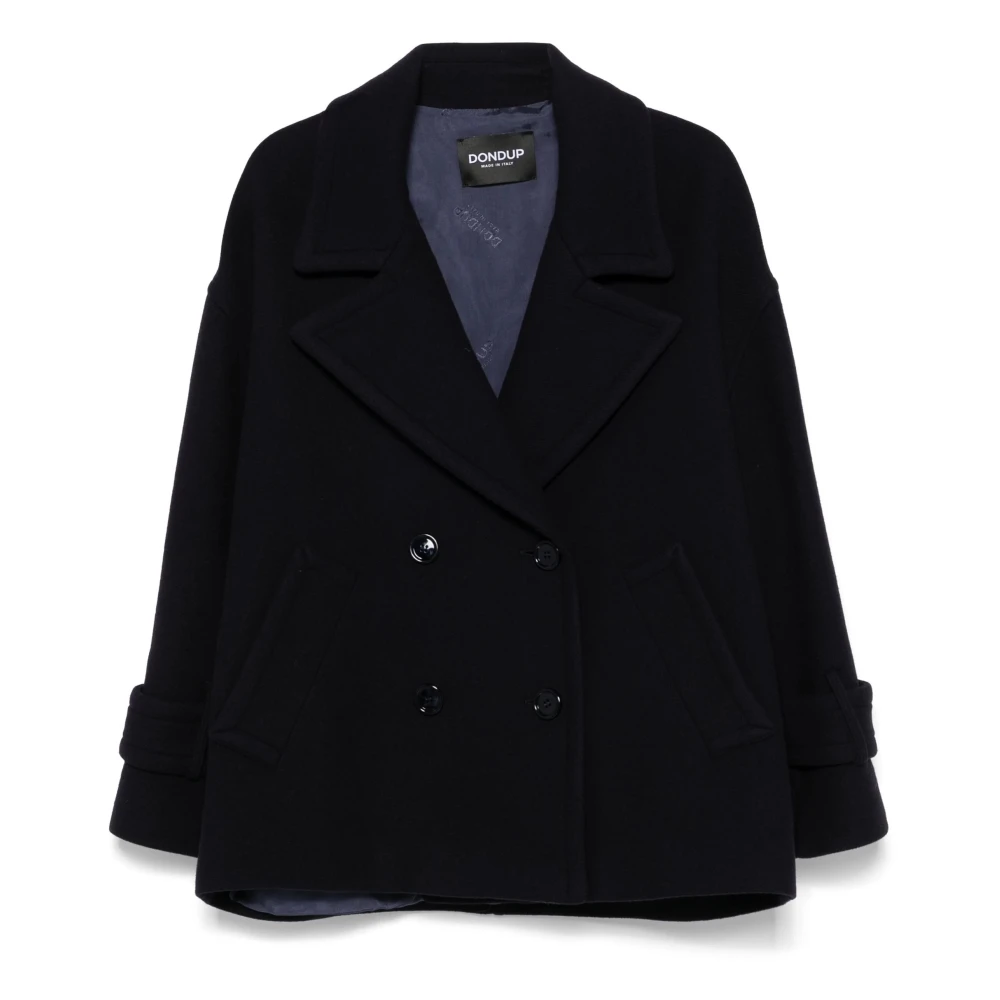 Dondup Navy Blauwe Wollen Peacoat Blue Dames